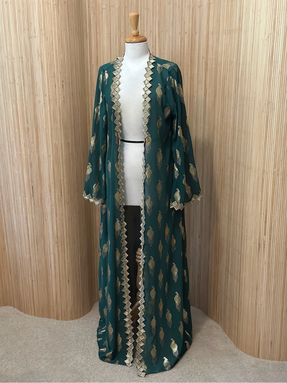 Emerald Green Gold-Accent Long Robe